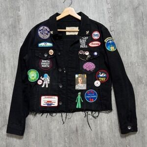 Nostalgia‎ Supply Co Black Denim Patch Jacket Women's S/M